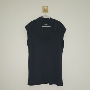 Bryn Walker Women Lavinia Tunic Top Medium Black Cowl Neck Lagenlook Minimalist